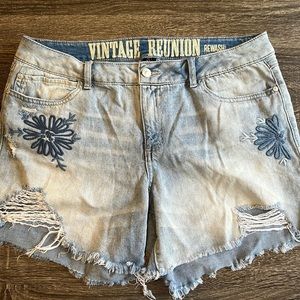 Floral denim shorts